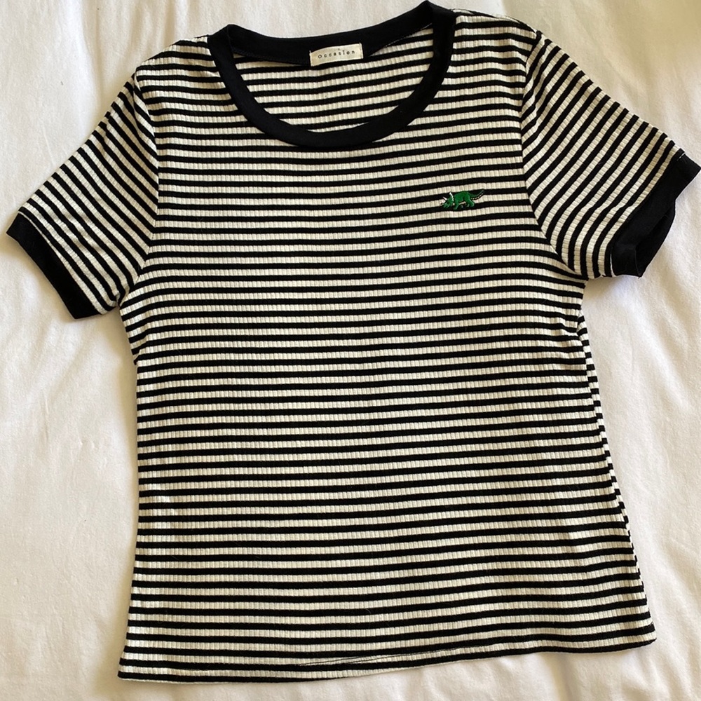 Stripped Dino Cropped Top